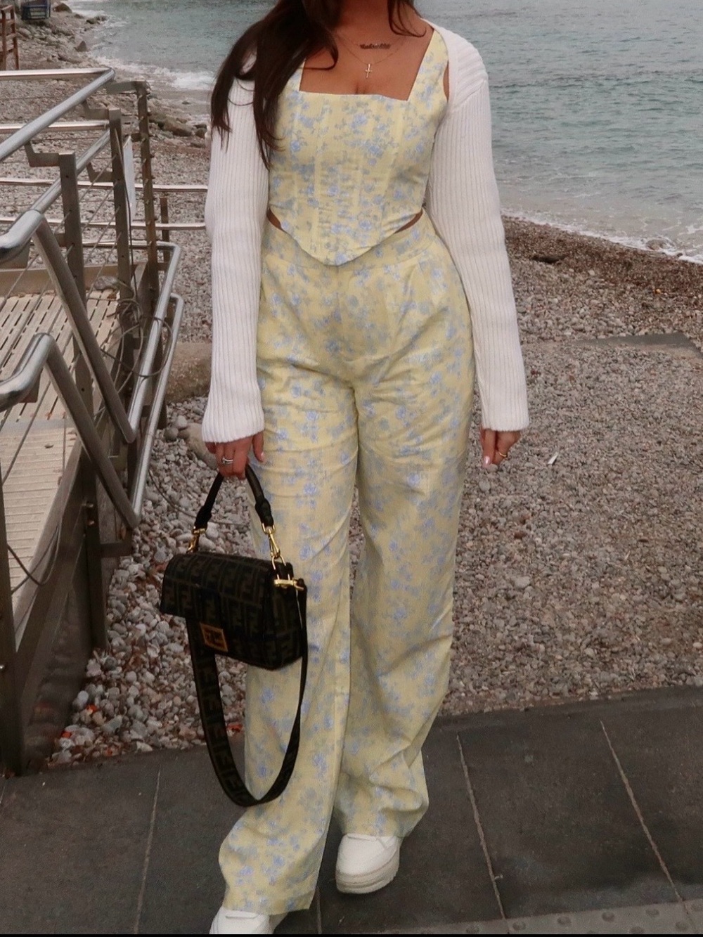 Yllw The Label 2-piece yellow/blue floral matching set